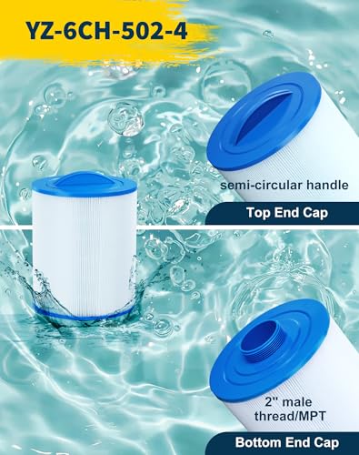 Yoozell PAS50SV-F2M Spa Filter Cartridge Replaces for Unicel 6CH-502, Filbur FC-0311，PAS502SV,M60506,XLS-604,AK-90161,Darlly 60506 Hot Tub Filter, 50 sq.ft Spa Filter Cartridge