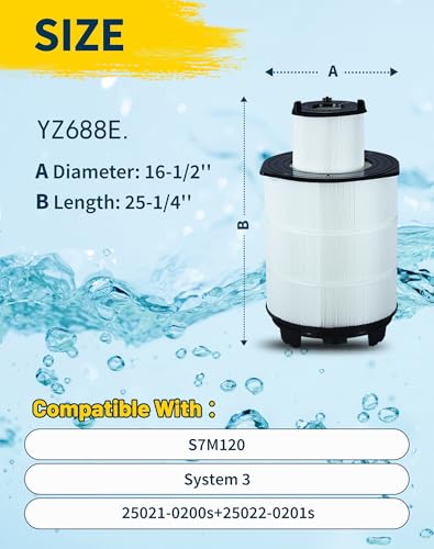 Yoozell YZ688E. System 3 S7M120 Pool Filter Inner&Outer Replacement 25021-0200S 25022-0201S Darlly SR300 300Sq.ft