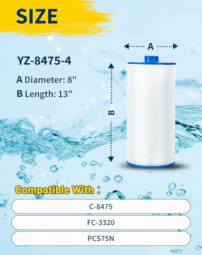 Yoozell C-8475 Spa Filter Cartridge Replaces for PCS75N, 100594, C-8475, FC-3320，75 sq.ft hot tub Cartridge Filter