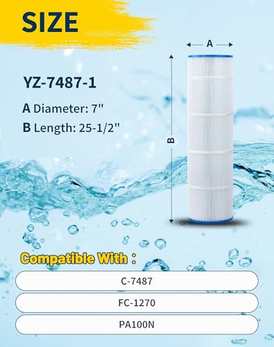 Swimming Pool Filter Replaces for Unicel C-7487, Filbur FC-1270, CX870RE, SwimClear C4020,C4000S, PA100N, 100 Sq. Ft Pool Filter Cartridge