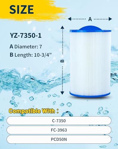 Yoozell 7350 Spa Filter Cartridge Replaces for C-7350, Caldera 50, Filbur FC-3963, PCD50N, 1019401, 73532,50 sq.ft hot tub Filter,1 Pack