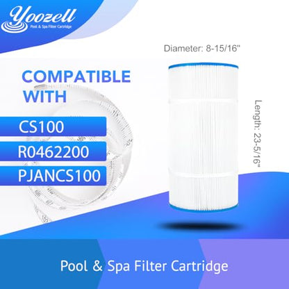Yoozell Swimming Pool Filter Replaces for CS100, R0462200, PJANCS100, Ultral-B2, C-8410, Filbur FC-0821, Jandy CS100, Porpoise PP-B6, Darlly 81007, 100 Sq.Ft Premium Filter Cartridge, 2 Pack