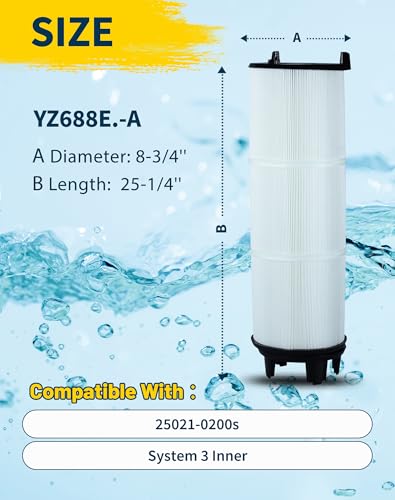 Yoozell YZ688E. System 3 S7M120 Pool Filter Inner&Outer Replacement 25021-0200S 25022-0201S Darlly SR300 300Sq.ft