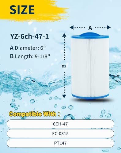 Yoozell Filtration Products New Spa Filter Cartridges Fit: UNICEL 6CH-47-FILBUR FC-0315-Pleatco PTL47W-P4