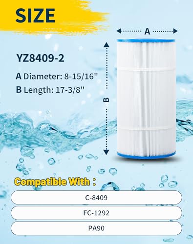 Yoozell YZ685E. Swimming Pool Replacement Filter Replaces for Unicel C-8409 90Sq.ft FC-1292 PA90 Hayward CX900RE Darlly 80951