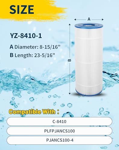 Yoozell Swimming Pool Filter Replaces for CS100, R0462200, PJANCS100, Ultral-B2, C-8410, Filbur FC-0821, Jandy CS100, Porpoise PP-B6, Darlly 81007, 100 Sq.Ft Premium Filter Cartridge, 1 Pack