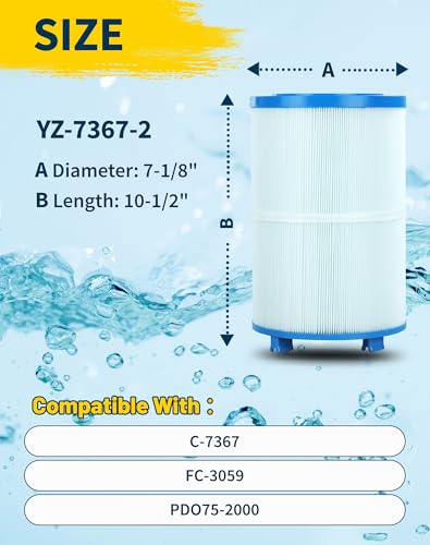 Yoozell Spa Filter Cartridge Compatible with Unicel C-7367 75Sq.ft PDO75-2000 Filbur FC-3059 Tier1 PAS-1223 Dimension One 1561-00 Darlly 70759