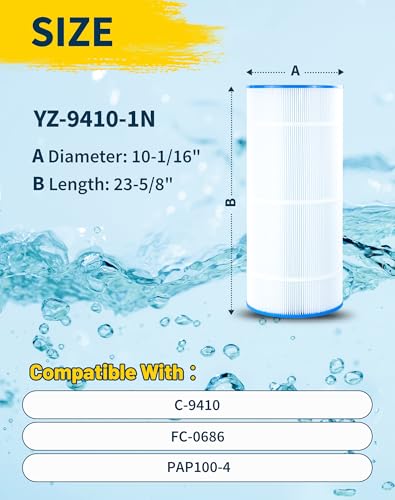 Yoozell C-9410 Pool Filter Replacement Compatible with PLF100A, Pentair CC100, CCRP100, PAP100, PAP100-4, Ultral-C3, R173215, Filbur FC-0686, 59054200, 160316, 160354, Predator 100 Filter Cartridge