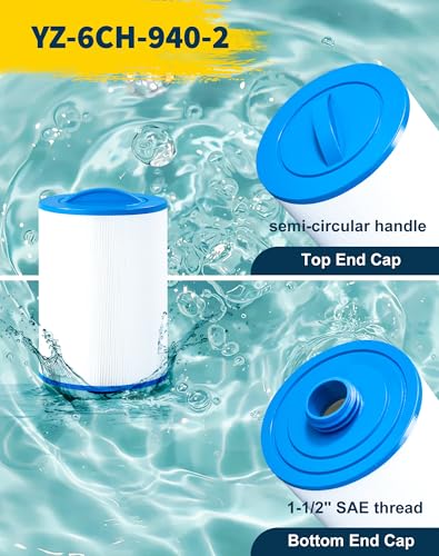 Yoozell 6CH-940 Spa Filter Cartridge Replaces for PWW50P3(1 1/2" Coarse Thread), 817-0050, Filbur FC-0359, 25252, 03FIL1400, aterway Front Access Skimmer, Screw in SAE Thread Filter, 2 Pack