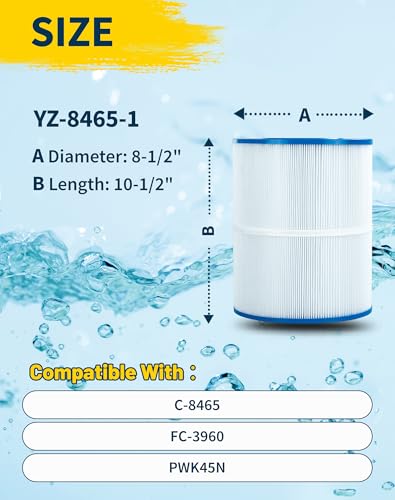 Yoozell C-8465 Spa Filter Cartridge Replaces for Watkins 31114, PWK65，Filbur FC-3960, 71827, 71828, Darlly 80651 Hot Tub Filter, Watkins 65 Sq.Ft Hot Spring Spa Filter
