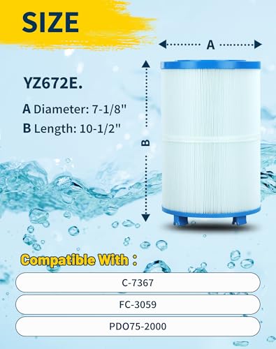 Yoozell Spa Filter Cartridge Compatible with Unicel C-7367 75Sq.ft PDO75-2000 Filbur FC-3059 Tier1 PAS-1223 Dimension One 1561-00 Darlly 70759