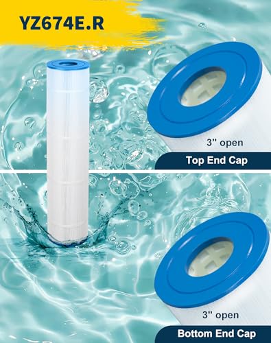 Yoozell PCC130-PAK4 Swimming Pool Replacement Filter Cartridge Replaces for Unicel C-7472 Filbur FC-1978 160332 178585 FC-6475 Pen-tair CCP520 R173578 PLFPCC130 4Pack With Ring
