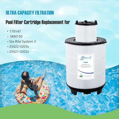 Yoozell Pool Filter S8M150 Sta-Rate System 3 170147 Pentair Modular Media 450 25022-0203s-25021-0202s Inner and Outer Cartridge Replacement Kit (Black)