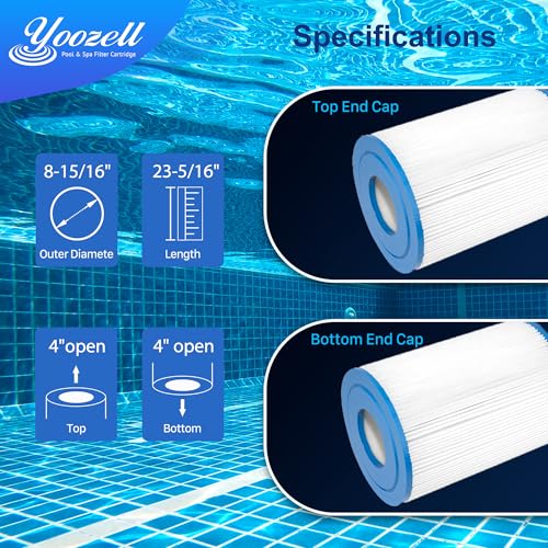 Yoozell Swimming Pool Filter Replaces for CS100, R0462200, PJANCS100, Ultral-B2, C-8410, Filbur FC-0821, Jandy CS100, Porpoise PP-B6, Darlly 81007, 100 Sq.Ft Premium Filter Cartridge, 2 Pack