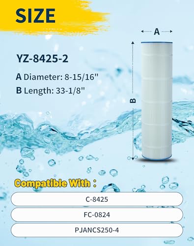 Yoozell PLFPJANCS250 Pool Filter Replaces for C-8425, Filbur FC-0824, Jandy CS250, R0462500, 17-175-3630, XLS-830, Darlly 82501, 250 Sq.Ft Swimming Pool Filter Cartridge