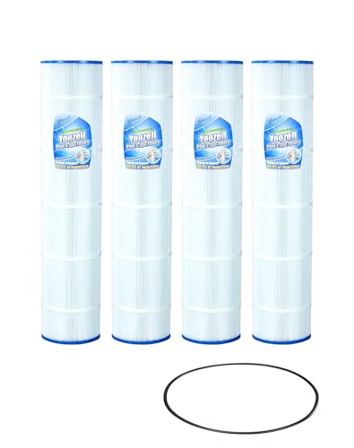Yoozell PCC130-PAK4 Swimming Pool Replacement Filter Cartridge Replaces for Unicel C-7472 Filbur FC-1978 160332 178585 FC-6475 Pen-tair CCP520 R173578 PLFPCC130 4Pack With Ring