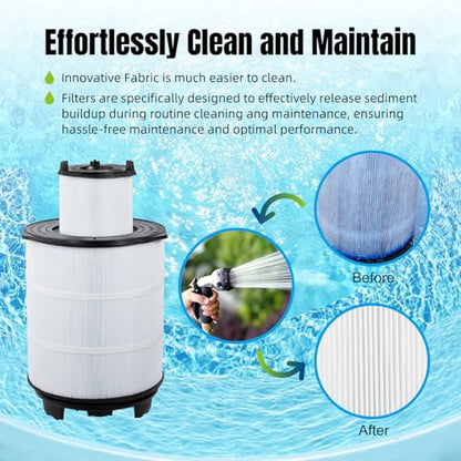 Yoozell Pool Filter S8M150 Sta-Rate System 3 170147 Pentair Modular Media 450 25022-0203s-25021-0202s Inner and Outer Cartridge Replacement Kit (Black)
