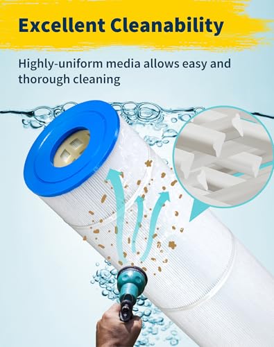 Yoozell PCC105-PAK4 Swimming Pool Replacement Filter Cartridge Replaces for Unicel C-7471 105Sq.ft 817-0106 R173576 817-0106 Filbur FC-1977 FC-6470 CCP420 Darlly 71053 4Pack