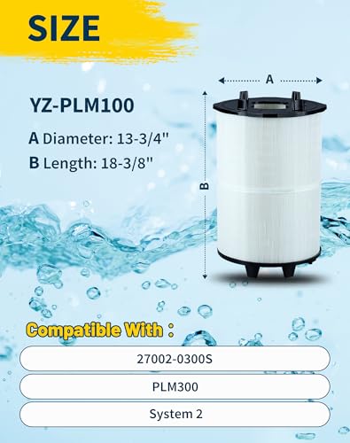 Yoozell 27002-0100S Pool Filter Cartridge Replacement, Compatible with Sta-Rite PLM100 & System 2 Modular Media Pool and Spa D.E. Filters, 100 Sq.Ft Filtration Area