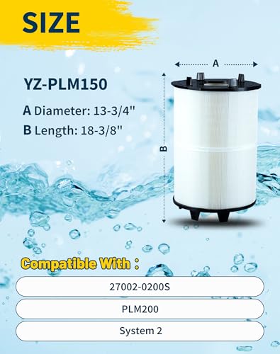 Yoozell 27002-0150S Pool Filter Cartridge Replacement, Compatible with Sta-Rite PLM150 & System 2 Modular Media Pool and Spa D.E. Filters, 150 Sq.Ft Filtration Area