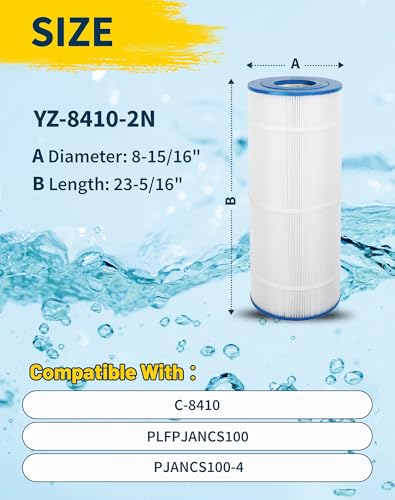 Yoozell Swimming Pool Filter Replaces for CS100, R0462200, PJANCS100, Ultral-B2, C-8410, Filbur FC-0821, Jandy CS100, Porpoise PP-B6, Darlly 81007, 100 Sq.Ft Premium Filter Cartridge, 2 Pack