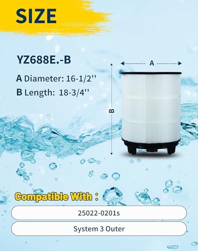 Yoozell YZ688E. System 3 S7M120 Pool Filter Inner&Outer Replacement 25021-0200S 25022-0201S Darlly SR300 300Sq.ft