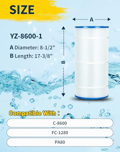 Yoozell Pool Filter Replaces for C-8600, Filbur FC-1280, Star-Clear II C800, PA80,CX800RE, 817-150-01, Darlly 80752, 75 Sq.Ft Swimming Pool Filter Cartridge